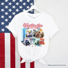 Carregar imagem no visualizador da galeria, Artistic Washington DC T-Shirt, Landmarks of the Nation’s Capital, White House Travel Tee