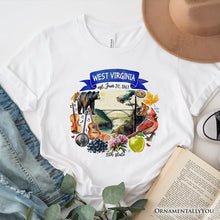 Carregar imagem no visualizador da galeria, Artistic West Virginia State Themes and Landmarks T-Shirt, Tee for History and Travel Lovers
