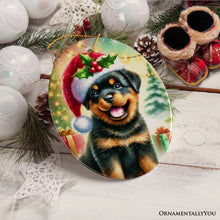 Cargar imagen en el visor de la galería, Charming Rottweiler in Festive Attire Ornament, Heartwarming Dog-Themed Christmas Gift Decor