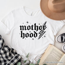 Cargar imagen en el visor de la galería, Checkered Motherhood Lightning T-Shirt, Black and White Retro Tee for Strong Mothers