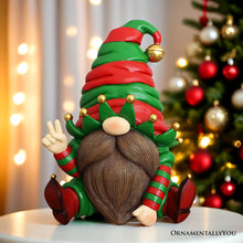 Cargar imagen en el visor de la galería, Cheerful Elf Gnome Festive Figurine, 8" Christmas Garden Statue