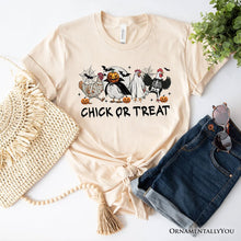 Cargar imagen en el visor de la galería, Chick or Treat Spooky T-Shirt, Halloween Chicken Tee for Country Life Enjoyers