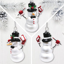 Cargar imagen en el visor de la galería, Classic Winter Snowman Set of 4 Glass Christmas Ornaments, Nostalgic Holiday Collection Set