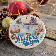 Cargar imagen en el visor de la galería, Classically Artistic Niagara Falls Art Ornament, Canadian and New York Paradise Souvenir
