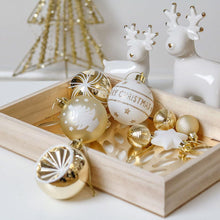 Load image into Gallery viewer, Elegant Gold and Glitter 9 Piece Christmas Ornament Set