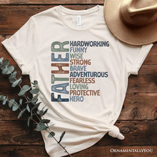 Carregar imagem no visualizador da galeria, Father Definition T-Shirt, White and Natural Inspirational Tee for Hero Dad