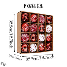 Carregar imagem no visualizador da galeria, Festive Christmas Ball Set, 16 Ornaments with Varied and Refined Red Colors Packaged