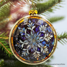 Load image into Gallery viewer, Festive Snowman Stained Glass Christmas Ornament