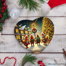 Carregar imagem no visualizador da galeria, Festive Victorian Chicken Carolers Ornament, Rustic Christmas Gift and Decor