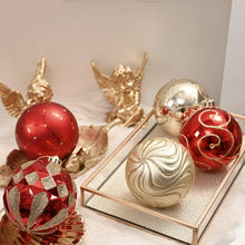 Carregar imagem no visualizador da galeria, Glittery Red and Gold Christmas Ornament Bauble Set, Elegant 16 Piece Bundle