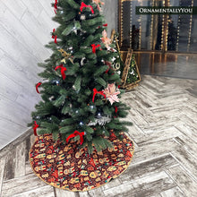 Load image into Gallery viewer, Gnome Folk Pattern Vintage Christmas Tree Skirt