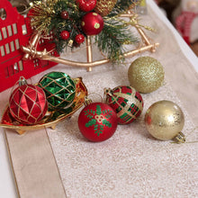 Carregar imagem no visualizador da galeria, Graceful Ornament Bundle Set, Red, 30 Green and Gold Glittered Tree Baubles