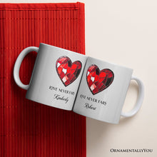 Carregar imagem no visualizador da galeria, Heart Stained Glass Personalized Mug, Love Never Fails Custom Names Gift