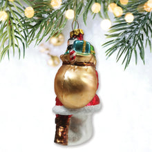 Load image into Gallery viewer, Holly Jolly Santa Claus with Gift Bag and Toys Blown Glass Christmas Ornament