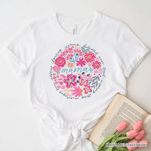 Carregar imagem no visualizador da galeria, Inspiring Floral Mama T-Shirt, White, Black and Natural Boho Tee for Strong and Loving Mothers