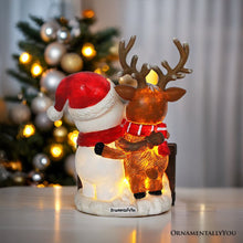 Carregar imagem no visualizador da galeria, It's the Most Wonderful Time for a Beer Festive Figurine, 8" Snowman and Reindeer Christmas Party Statue