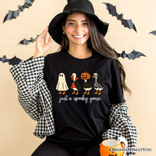 Carregar imagem no visualizador da galeria, Just a Spooky Goose T-Shirt, Funny Halloween Costumes Tee