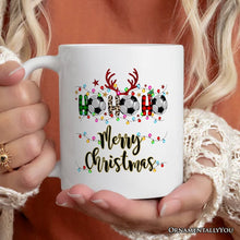 Carregar imagem no visualizador da galeria, Personalized Mug Soccer Buffalo Plaid Christmas, Ho Ho Ho Football Gift