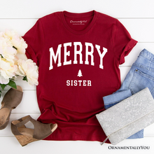 Load image into Gallery viewer, Merry Sister Retro Christmas T-Shirt, Matching Family Holiday Tee