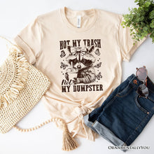 Carregar imagem no visualizador da galeria, Not My Trash Not My Dumpster Cute Raccoon T-Shirt, White and Natural Vintage Coquette Bow Women Tee