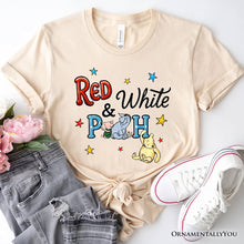 Load image into Gallery viewer, Patriotic 4th of July Red White & Proud T-Shirt, Cute Bear USA Stars Tee
