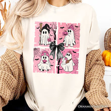 Carregar imagem no visualizador da galeria, Pink Halloween Ghost T-Shirt, Coquette Spooky Season Tee for Girly Aesthetic
