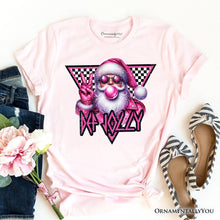 Carregar imagem no visualizador da galeria, Pink Santa Blowing Bubblegum T‑Shirt, Def Jolly Coquette Retro Christmas Tee