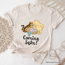 Carregar imagem no visualizador da galeria, Pregnancy Announcement With Pooh & Tiger T-Shirt, Coming Soon Tee for Expecting Moms