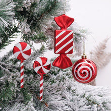Carregar imagem no visualizador da galeria, Premium Christmas Candy Red and White Large Ornament Set, Candycane Color 108 Piece Bauble Bundle