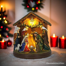 Carregar imagem no visualizador da galeria, Radiant Nativity Scene Handcrafted Statue Figurine, 7" Birth of Jesus Christian Home Decoration