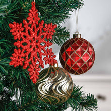 Carregar imagem no visualizador da galeria, Red and Gold Glitter Luxury Shatterproof Christmas Ornament Bauble Set