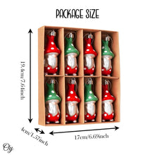 Carregar imagem no visualizador da galeria, Red and Green Polka Dot Christmas Folksy Gnome Ornament Set, 8 Shatterproof Tree Gnomies