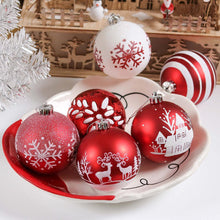 Carregar imagem no visualizador da galeria, Red and White Shatterproof 16 Piece Christmas Ball Ornament Bundle, Candycane and Glittery Snowflakes