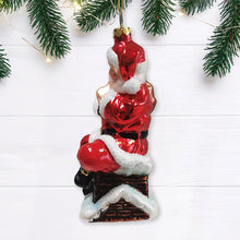Load image into Gallery viewer, Santa Claus on Chimney Glass Christmas Ornament