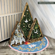 Load image into Gallery viewer, Scandinavian Folk Fox Christmas Tree Skirt