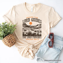 Load image into Gallery viewer, The Lord Provides Christian T-Shirt, Retro Western Desert Worship White and Natural Tee