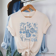 Load image into Gallery viewer, USA Liberty Retro Coquette T-Shirt, 1776 Patriotic 4th of July Tee