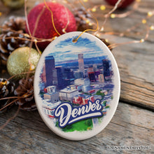 Carregar imagem no visualizador da galeria, Vibrant Watercolor Art Denver Ornament, Colorado Souvenir