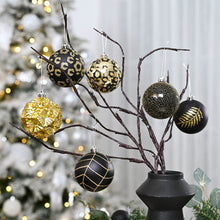 Carregar imagem no visualizador da galeria, Vogue Black and Gold Ornament Set, Stylish Tree Set of 16 Glittery Baubles