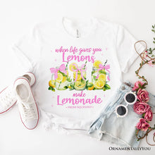 Load image into Gallery viewer, When Life Gives You Lemons Make Lemonade T-Shirt, Coquette White, Natural and Black Summer Girl Tee