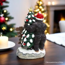 Load image into Gallery viewer, Whimsical Bigfoot Behind Christmas Tree Figurine, 7.5" Funny Holiday Yeti LED Statue, He Sees You When You're Sleeping