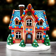 Carregar imagem no visualizador da galeria, Whimsically Sweet Gingerbread Home Lighted Christmas Decoration, 7" LED Table Figurine Holiday Decor