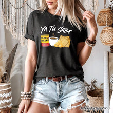 Load image into Gallery viewer, Ya Tu Sabe Café Queso and Galleta T-Shirt, Funny Latin Coffee Tee For Caffeine Lover