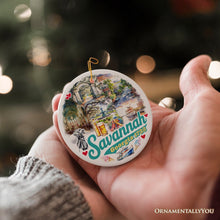 Cargar imagen en el visor de la galería, Artistically Scenic Savannah Ornament, Georgia Historical City and Nature Christmas Ornament