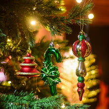 Cargar imagen en el visor de la galería, Christmas Sensation Mega Holiday Ornament Set, 108 Unique Baubles, Trees, Candycanes, and Snowflakes