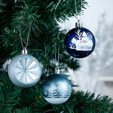 Load image into Gallery viewer, Elegant Blue Winter Theme Christmas Ornament Bundle, 9 Piece Snow and Tree Baubles