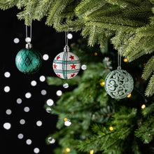 Load image into Gallery viewer, Elegantly Distinct Set of Christmas Ornaments Magenta, Green, White and Red Baubles, Icicles and Stars