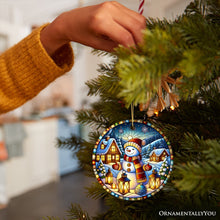 Load image into Gallery viewer, Enchanting Snowman with Cozy Lantern in Winter Village Ceramic Ornament for Decor and Gift