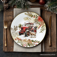 Carregar imagem no visualizador da galeria, Decor Steals Special - Farmhouse Christmas Set of 4 Plates with Real Gold Elements, Holiday Tableware Collection for Salad, Dessert, Appetizer, and Side Plates