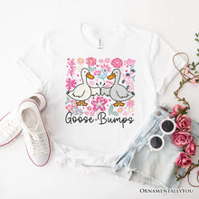 Carregar imagem no visualizador da galeria, Funny Goose Bumps Floral T-Shirt, White, Natural and Black Sarcastic Goose Tee Gifts